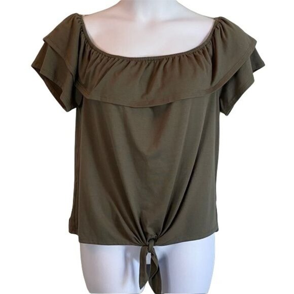 Charming Charlie On or Off Shoulder Green Top XL - Picture 1 of 10
